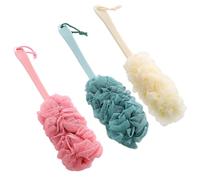 Confezione da 3 pezzi Scrub per la schiena Spazzola da bagno a manico lungo Spugna morbida in rete Scrub esfoliante per il corpo Detergente per la schiena Loofah Accessori per doccia per il ba.