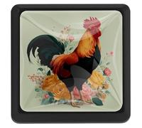 Confezione da 3 pomelli quadrati per armadietti, a forma di gallo e rosa, maniglie nere per mobili da cucina, camera da letto, comò, cassetti, pomelli per armadi, armadi