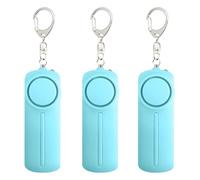 Confezione da 3 portachiavi con allarme di sicurezza personale, struttura in ABS, sirena di emergenza da 130 dB con luce LED, compagno di sicurezza compatto per viaggi e passeggiate notturne, blu