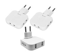 Confezione da 3 prese piatte extra piatte da parete, testa girevole a 180°, 2 adattatori multipli 3 prese + 1 adattatore 2 prese + 2 porte USB, ideale dietro i mobili, salvaspazio