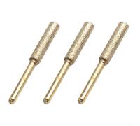 Confezione da 3 punte cilindriche rivestite per affilatrice per motosega, con gambo da 3 mm, per utensili rotanti elettrici, ruota placcata in oro per lucidatura di metallo, legno, giada, dimensioni