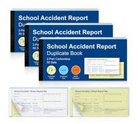 Confezione da 3 quaderni per incidenti scolastici 99 mm x 210 mm, libro duplicato in 2 parti, 50 set di rapporti sugli incidenti con entrambe le copie perforate per scuole, asili, istituti scolastici