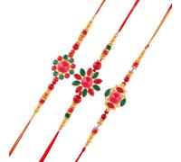 Confezione da 3 Rakhi per fratello e Bhabhi Rakhi per Raksha Bandhan Bhaiya Rakhi Set Rakhi with You are My Hero Magnete da Frigorifero & Roli Tilak