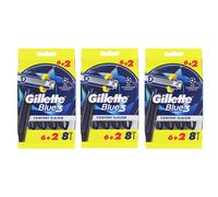 (CONFEZIONE DA 3) RASOIO USA E GETTA GILLETTE BLUE 3 UOMO 8DB 3X8DB VENDITORE UE