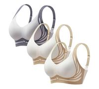Confezione da 3 reggiseni anti-cedimento per donne anziane reggiseni per seno cascante stretch-super raccogliere senza fili reggiseni push-up comodi copertura completa da donna collo a V imbottito