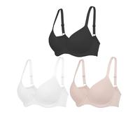 Confezione da 3 reggiseni da donna con ferretto da donna, comodi reggiseni classici per donne push up, 812-nero&bianco&nude, 4B