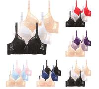 Confezione da 3 reggiseni da donna con ferretto, in pizzo, con push up regolabile, sexy, per ragazze, traspiranti, morbidi, comodi, per tutti i giorni, regali per donne, fidanzate, Nero , 105C