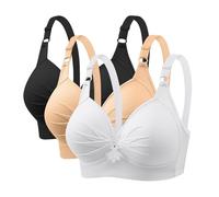 Confezione da 3 reggiseni da donna senza ferretto push up grandi seni classici, comodi e forti, senza ferretto, imbottiti, senza cuciture, con scollo a V, taglie grandi, Nero , 5X-Large