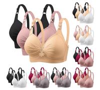 Confezione da 3 reggiseni da donna senza ferretto push up grandi seni classici, comodi e forti, senza ferretto, imbottiti, senza cuciture, con scollo a V, taglie grandi, Colore: rosa., 5X-Large