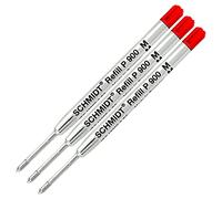 Confezione da 3 - Ricarica Schmidt P900 per penna a sfera stile Parker, inchiostro rosso medio