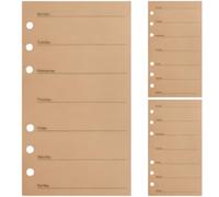 Confezione da 3 ricariche per planner settimanale, formato A6, non datate, pianificazione settimanale in carta kraft, 6 fori, carta spessa 120 g/m², 9,4 x 17 cm, per raccoglitori a fogli sfusi, budget