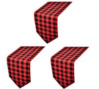 Confezione da 3 runner da tavola a quadri Buffalo, runner da tavola a quadri rossi e neri per cena di Natale, festa del boscaiolo, riunioni all'a