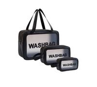 Confezione da 3 sacchetti impermeabili, trousse da trucco, borsa da toilette trasparente, organizzatore portatile impermeabile, borsa da trucco con cerniera di grande capacità., Nero , moderno