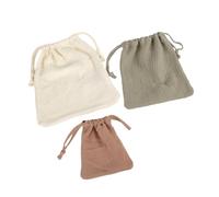 Confezione da 3 sacchetti in morbido cotone con coulisse, per riporre oggetti essenziali per bambini e accessori da viaggio, organizer con coulisse per articoli per bambini