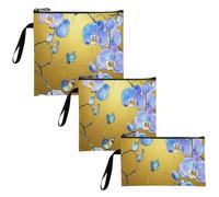 Confezione da 3 sacchetti riutilizzabili per panini e snack, multiuso, per bambini, per donne e ragazze, motivo orchidea in stile cartone animato