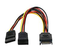Confezione da 3 SATA III 6 Gbps cavo connettore a 90 gradi con serratura per HDD, SSD, ecc. blu - 45,7 cm SATA 15 Pin to Dual Power Cable - 2-PACK