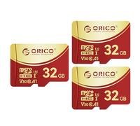 Confezione da 3 schede di memoria ORICO F3 da 32 GB, microSDXC UHS-I, 100 MB/s, 4 K UHD Recoding, U3, Class10, V30, A1, Micro SD per Action Camera, Dash Cam, TF Card