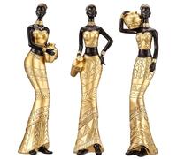 Confezione da 3 sculture d'arte africana, statue africane vintage per decorazione domestica, statuette tribali afroamericane da donna, libreria, decorazione per ufficio, regalo per compleanno, Natale,
