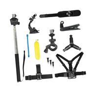 Confezione da 3 set di montaggio professionale per action camera, pettorale, asta per autoritratti e tazza di assorbimento per sport all'aria aperta, riprese e registrazione palo estensibile