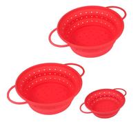Confezione da 3 set scolapasta pieghevole in silicone, include dimensioni per varie attività in cucina Cestino dal design salvaspazio