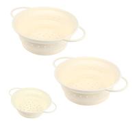 Confezione da 3 set scolapasta pieghevole in silicone, include dimensioni per varie attività in cucina Cestino dal design salvaspazio