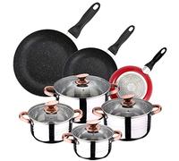 Confezione da 3 sgabelli San Ignatio Ø16 cm Ø20 cm Ø24 cm + batteria da cucina da 8 pz in acciaio inossidabile
