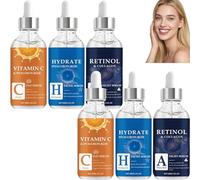 Confezione da 3 sieri: vitamina C, acido ialuronico e retinolo al collagene. Siero anti-invecchiamento per il viso, schiarente, idratante e rassodante. Correttore di macchie marroni (2Set)