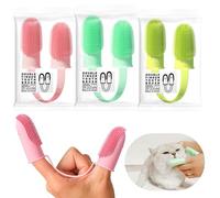 Confezione da 3 spazzolini da denti per cani e gatti, setole morbide con bordo a 135°, design ergonomico a doppio dito per una facile pulizia dei denti, cura dentale per cuccioli, gatti e animali di