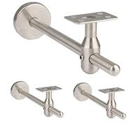 Confezione da 3 staffe regolabili in acciaio inox con base curva e piatta per binari rotondi, lunghezza estesa di 200 mm, supporto per scale e ringhiere del balcone