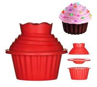 Confezione da 3 stampi giganti in silicone per cupcake e cupcake, antiaderenti, set da forno per torte jumbo, per fai da te, decorazione gigante e facile per torte