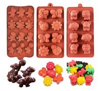 Confezione da 3 stampi in silicone per cioccolato (4,6 cm a due morsi), stampi in silicone a forma di animali, stampi per gelatine individuali. Caratteristiche orso, dinosauro, leone, ippopotamo, api