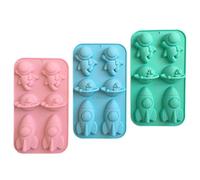Confezione da 3 stampi multiuso in silicone antiaderente, fatti a mano, astronauti fuoco e frecce per dessert