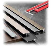 Confezione da 3 strisce di transizione autoadesive in alluminio, lunghezza 90 cm, profilo a T, per soglie di ingresso 15-60 mm, colore grigio canna di fucile, facili da installare, soluzione di