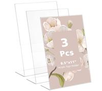 Confezione da 3 supporti in acrilico, espositori verticali per menù, 21 x 28 cm, cornici inclinate per tavoli, porta carta in plastica per ufficio, ristorante e negozio