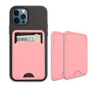 Confezione da 3 supporti per carte di credito per retro del telefono, in silicone, supporto per carte di credito compatibile con iPhone, Samsung, Android e tutti i telefoni cellulari, rosa