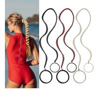 Confezione da 3 supporti per coda di cavallo da 63,5 cm, elastici per capelli sportivi, elastici intrecciati per capelli spessi, ricci, sottili o fini (colori misti)