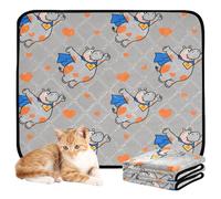 Confezione da 3 tappetini lavabili a prova di pipì per cani, tappetino antiscivolo per cani per letto per animali domestici, 50,8 x 61 cm, ippopotamo, divertente animale volante cuore arancione grigio