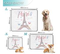 Confezione da 3 tappetini per pipì per cani, grandi, lavabili, antiscivolo, per casse aeree, 50,8 x 61 cm, motivo: Torre Eiffel