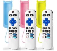 Confezione da 3 telecomandi di ricambio solo per Roku TV con custodia protettiva in morbido silicone (si illumina al buio), telecomando universale per Smart TV TCL/Onn/Hisense/Sharp/Element/Philips