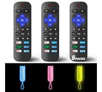 Confezione da 3 telecomandi di ricambio solo per TV Roku con custodia protettiva morbida (si illumina al buio), telecomando universale per Smart TV TCL Roku/Hisense Roku/Onn Roku/Sharp Roku/Element