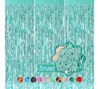 Confezione da 3 tende in lamina metallizzata color foglia di tè, 1 x 2 m, per cabina fotografica, compleanno, matrimonio, ragazza, principessa, addio al nubilato, euforia, decorazioni per feste a tema