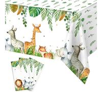 Confezione da 3 tovaglie di compleanno per bambini, tovaglia verde con animali della giungla, tovaglia per feste per il 1° compleanno, decorazioni per bambini, feste a tema giungla, baby shower