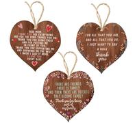 Confezione Da 3 Trucioli Di Legno Di Ringraziamento, Cartello Di Ringraziamento A Forma Di Cuore Come Regalo, Ciondolo Con Perline Di Legno Da Appendere, Regalo Per La Mamma