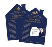 Confezione da 30 biglietti per agente immobiliare a forma di casa, 12,7 x 17,8 cm, biglietti da visita, biglietti da visita, biglietti di ringraziamento per marketing immobiliare