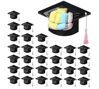 Confezione da 30 biglietti per caramelle con cappello di laurea con nappe e cupole, bomboniere fai da te per feste di laurea per classe 2026, piccole scatole regalo per cerimonie scolastiche
