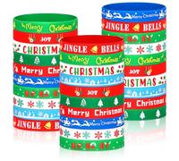 Confezione da 30 braccialetti natalizi in silicone per bambini, braccialetti in gomma per feste, bomboniere, 10 stili natalizi carini braccialetti sfusi per calza di Natale e oggetti di scena