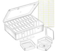 Confezione da 30 contenitori per perline, piccole scatole di plastica, perline di argilla trasparente, contenitore con coperchio a cerniera e rettangolo per artigianato, fai da te, diamanti, piccole