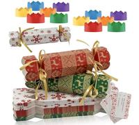 Confezione da 30 cracker natalizi fai da te con cappelli, biglietti scherzi e scatole di carta per caramelle