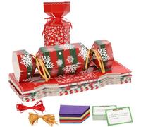 Confezione da 30 cracker natalizi, kit fai da te per cracker natalizi sfusi per feste di Natale, scatole di carta per caramelle, decorazioni per la famiglia, con cappello, senza scatto