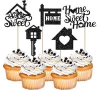 Confezione da 30 decorazioni per torte dolci per la casa, per il compleanno, decorazione per le ragazze, per l'inaugurazione della casa, decorazione per torte di compleanno, colore nero